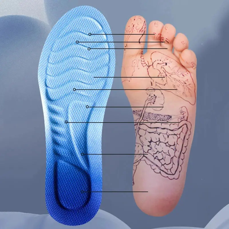 4D Cloud Technology Insoles For Shoes PU Memory Foam Breathable Cushioned Shock Absorption Arch Support For Running