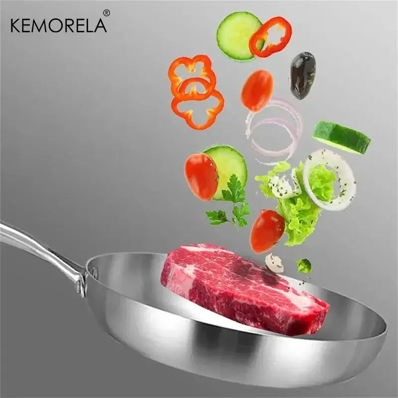 Two To Three Piece Frying Pan Set 22 24 26 28 Cm 304 Stainless Steel Five Ply Wok Pan With Food Grade Nonstick