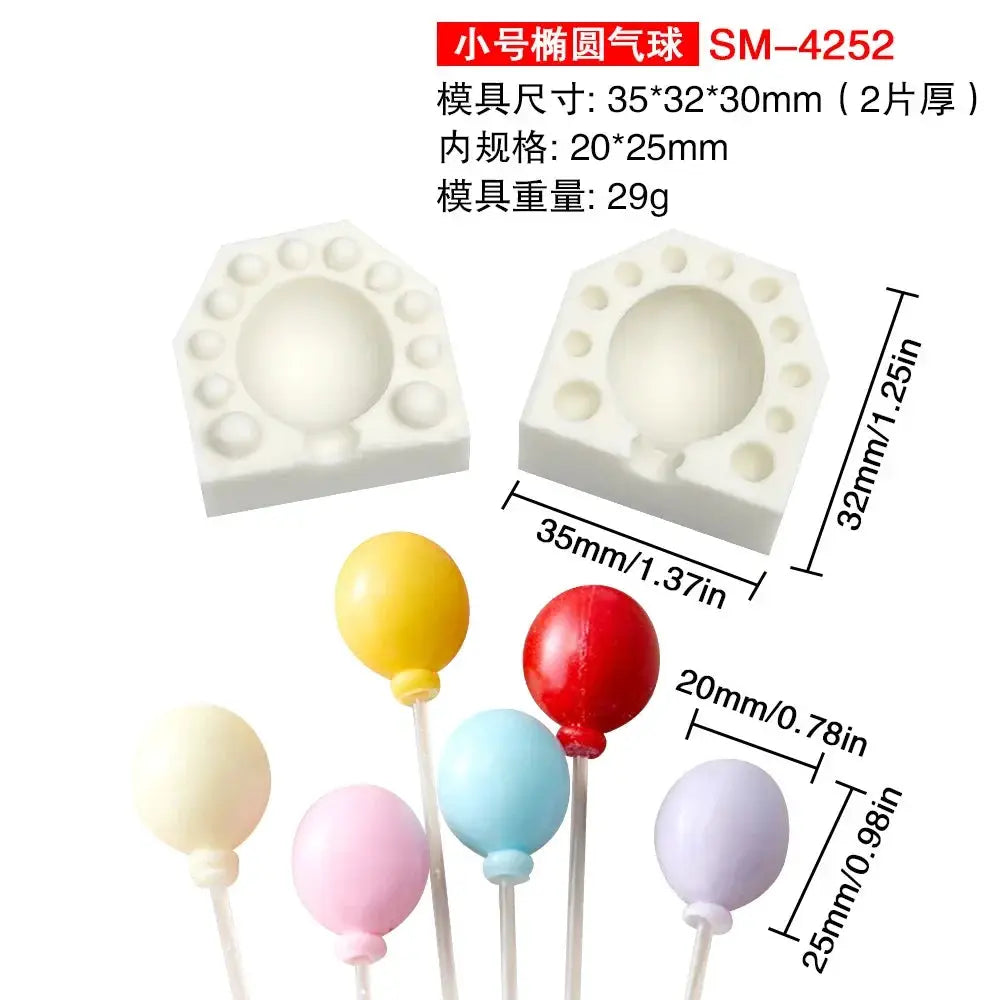 Two Piece Set 3D Mini Balloon Silicone Molds Dubai Chocolate Fondant Clay Candle Cake Decorating Tool