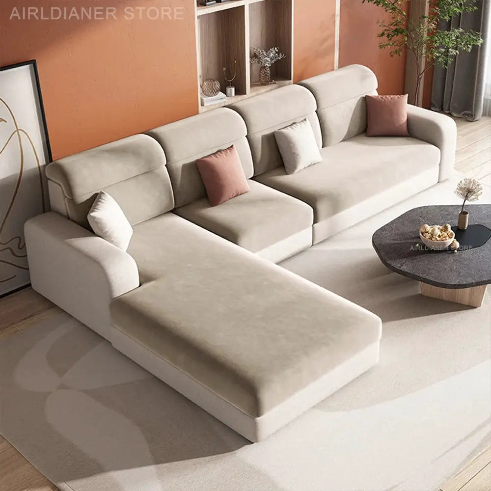 Simples Market luxury soft velvet sofa seat cover in beige; elastic, protects sectional living room furniture