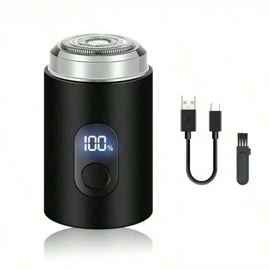 Simples Market rechargeable electric shaver for men with digital display; black cordless foil shaver with USB cable