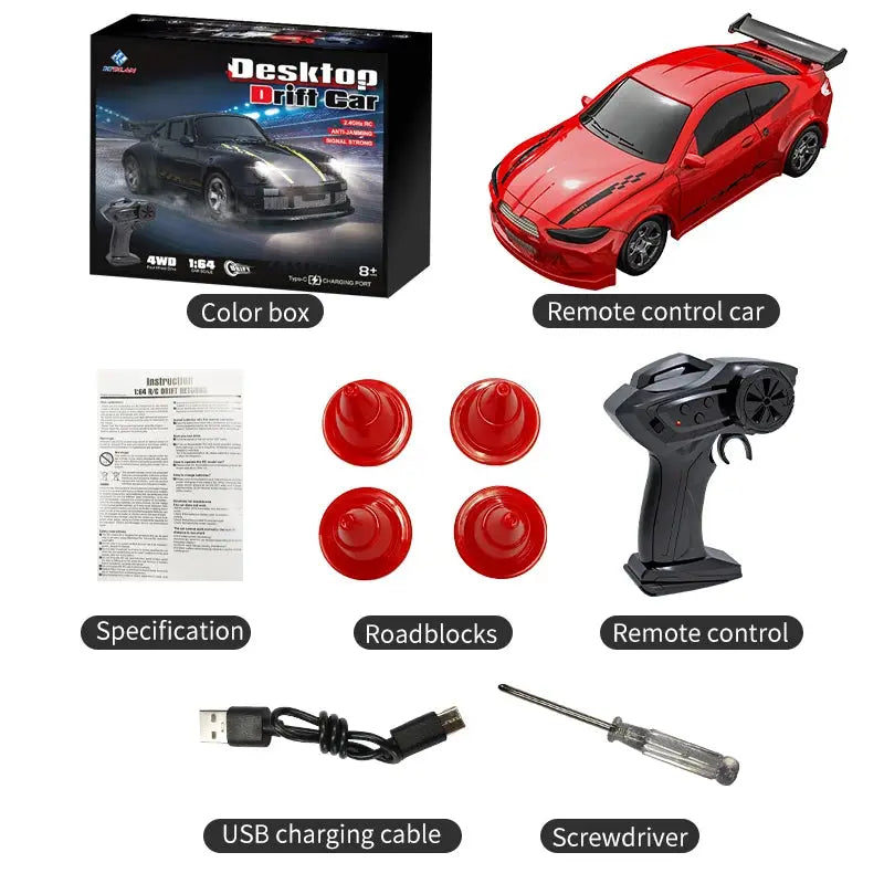 2026 KF20 1:64 Drift RC Car Four Wheel Drive Remote Controlled Racing Car Full Proportion Desk Competition Toy for Boys