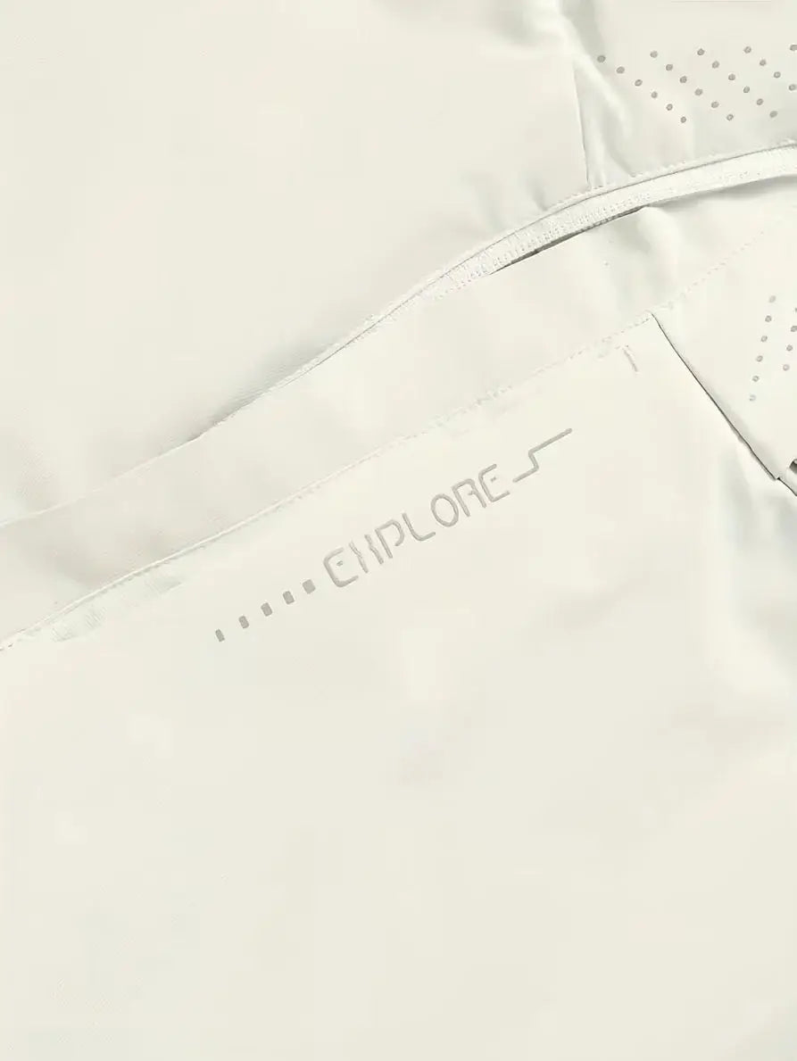 Men's waterproof hooded rain jacket by Simples Market in cream fabric.