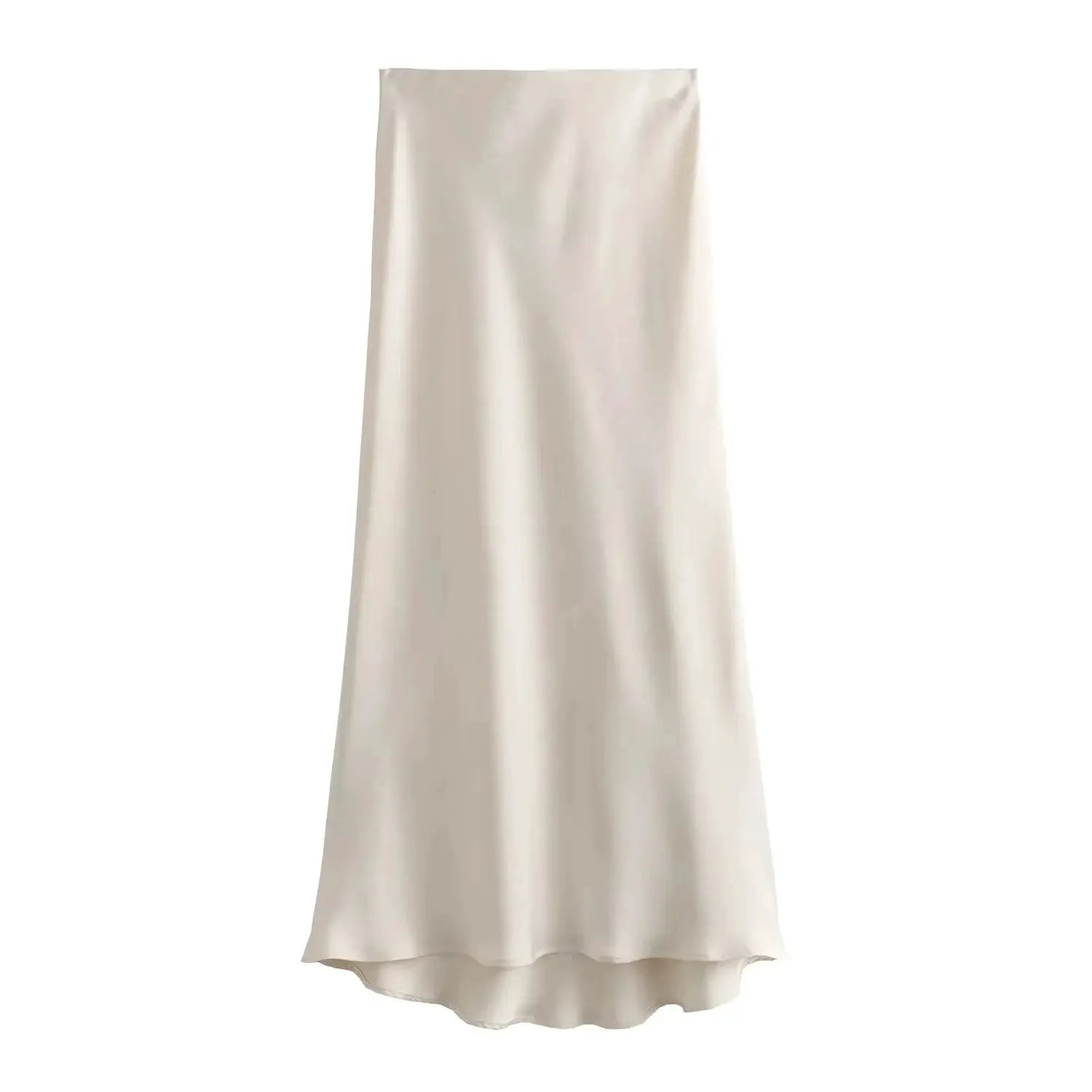 Kondala Vintage Satin Long Skirt For Women High Waist Solid Silky Fashion 2025 Spring Elegant Timeless Comfort