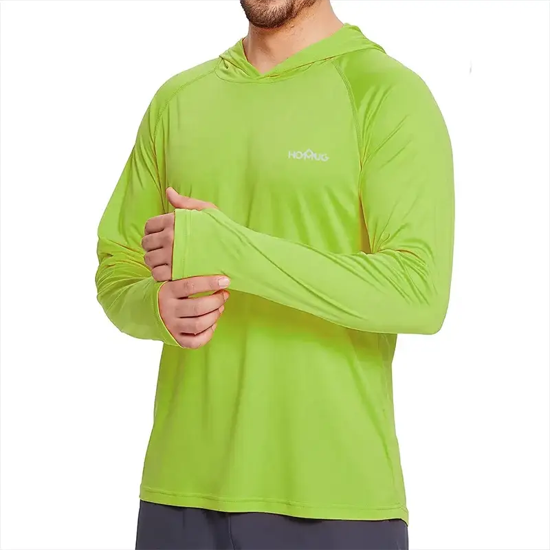 Men's UPF50 Plus Performance T Shirt Hoodie Long Sleeve Sun Protection Quick Dry for Running Fishing Casual Wear
