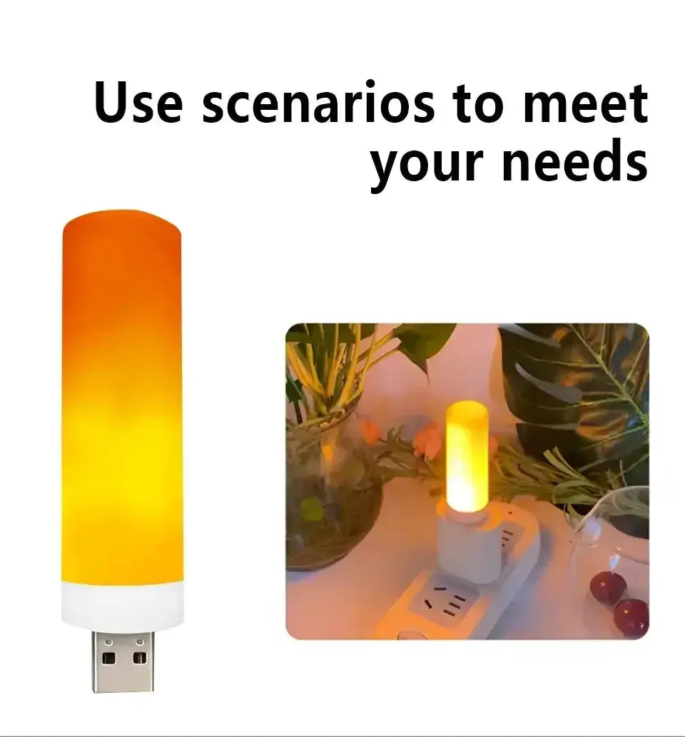 Simples Market USB LED Flame Light with flickering orange-yellow flame glow USB-powered decorative bulb