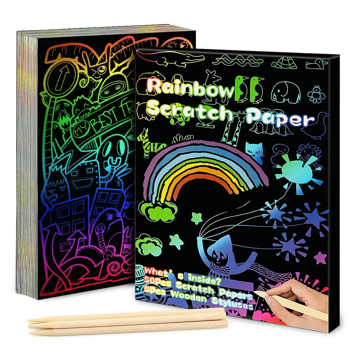 Dazzling Scratch Painting Art Kit For Parent Child Interactive Toy With Note Cards Handmade Painting