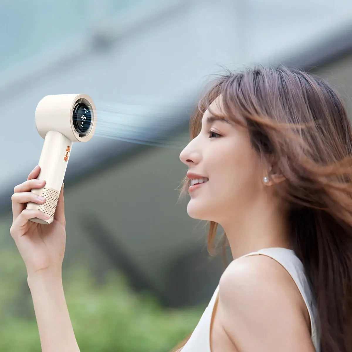 Simples Market handheld high-speed fan, beige mini portable air conditioner with six fans