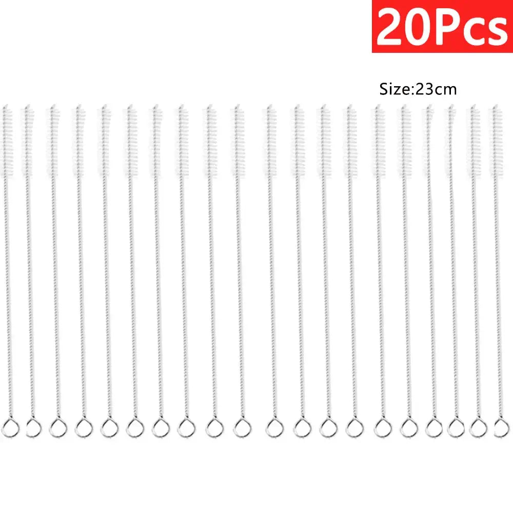 Stainless steel straw cleaning brushes set, 20 pieces, 23cm long