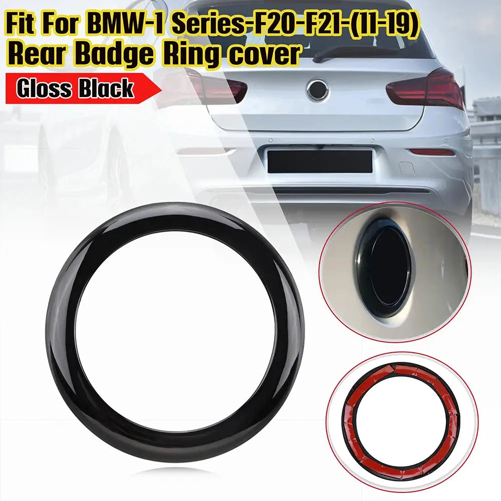 Simples Market rear badge ring cover trim in gloss black carbon-fiber for BMW 1 Series F20/F21