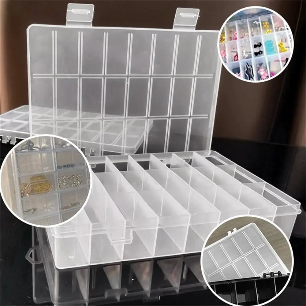 Clear 24 Compartment Plastic Storage Box Organizer For Craft Supplies Beads Jewelry And Small Items