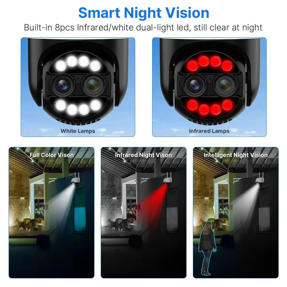 Hiseeu 4K 8MP dual-lens PTZ WiFi IP camera outdoor by Simples Market with 8x zoom and full/infrared night vision