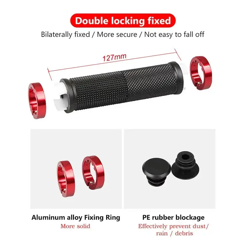 Bicycle Handlebar Grips Rubber Bilateral Lock Non Slip For BMX MTB Mountain Bikes Cycling Accessories