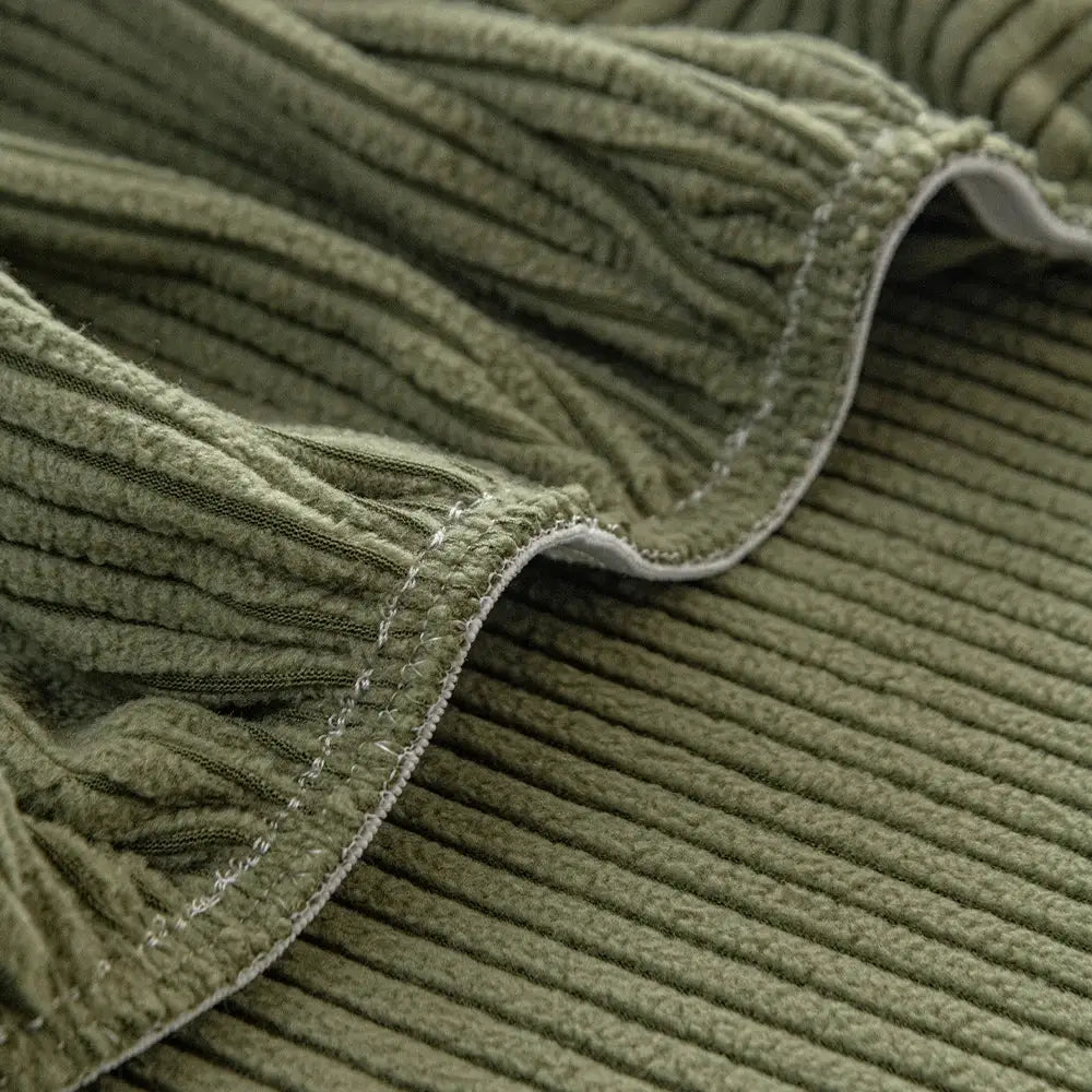 Sofa seat cushion cover, olive green corduroy with zipper, removable, Simples Market