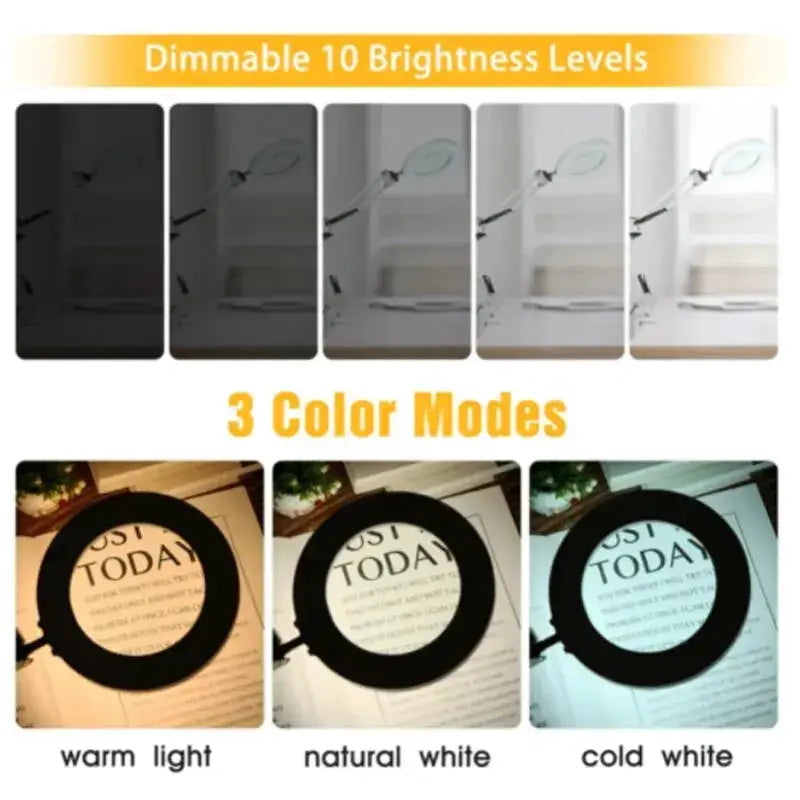 72 LED Illuminated Magnifier 8X 10X Magnification USB Desk Lamp With 3 LEDs For Soldering Repair Crafting And Beauty