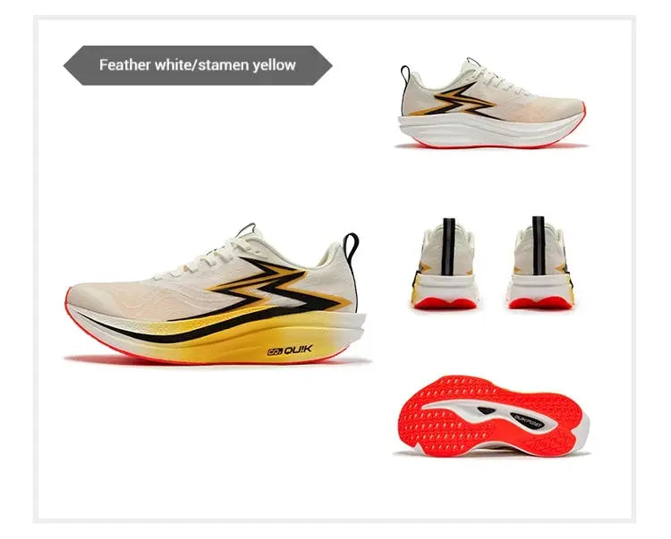 361 Degrees Flame 4.0 MIX men’s running shoes with feather white upper, yellow gradient midsole, red outsole