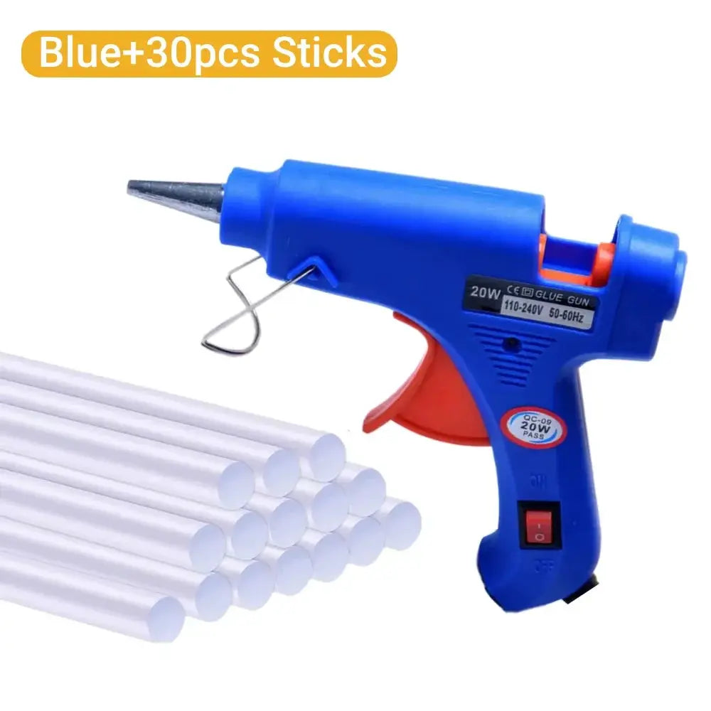 20W Hot Melt Glue Gun Mini DIY Tool For Household And Light Industrial Use 7mm Glue Sticks Anti Drip Nozzle EU Plug