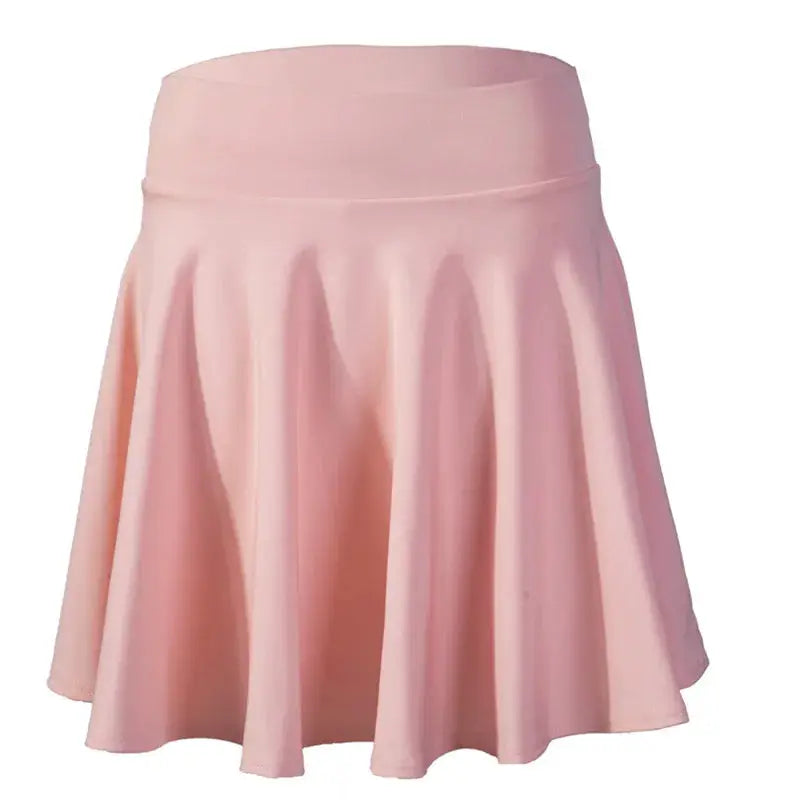 Skirt pink flared mini with wide high-waisted waistband