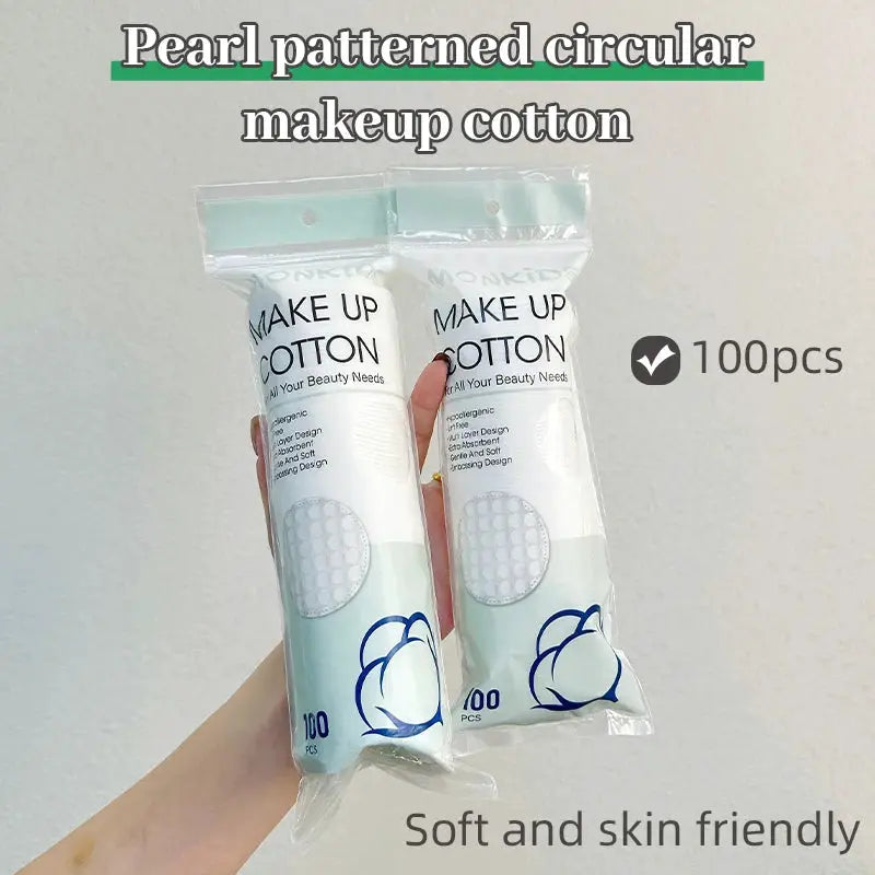 MonKids Soft Breathable Round Cotton Pads 100Pcs And 200Pcs Double Sided For Daily Facial Cleansing And Makeup Removal