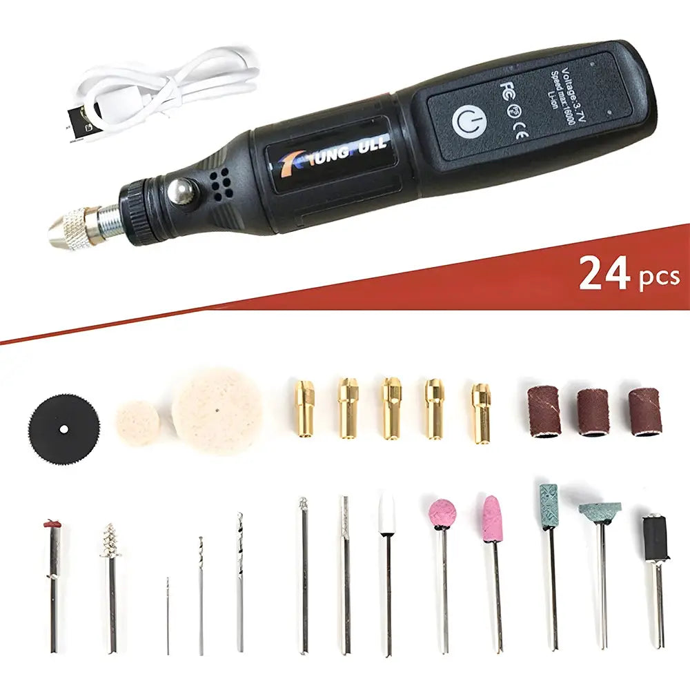 Mini USB Wireless Handheld Rotary Drill for Woodworking Jewelry Engraving Pen and Crafting on Metal Glass and Wood