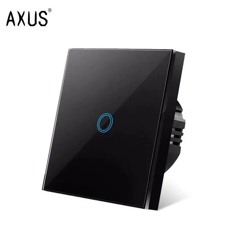 AXUS touch switch panel with LED backlight, black tempered crystal glass wall switch