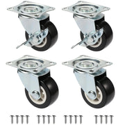 Set Of 4 PVC Furniture Casters 1 Inch 1.25 Inch And 2 Inch Silent Heavy Trolley Wheels 360 Degree Swivel Castors