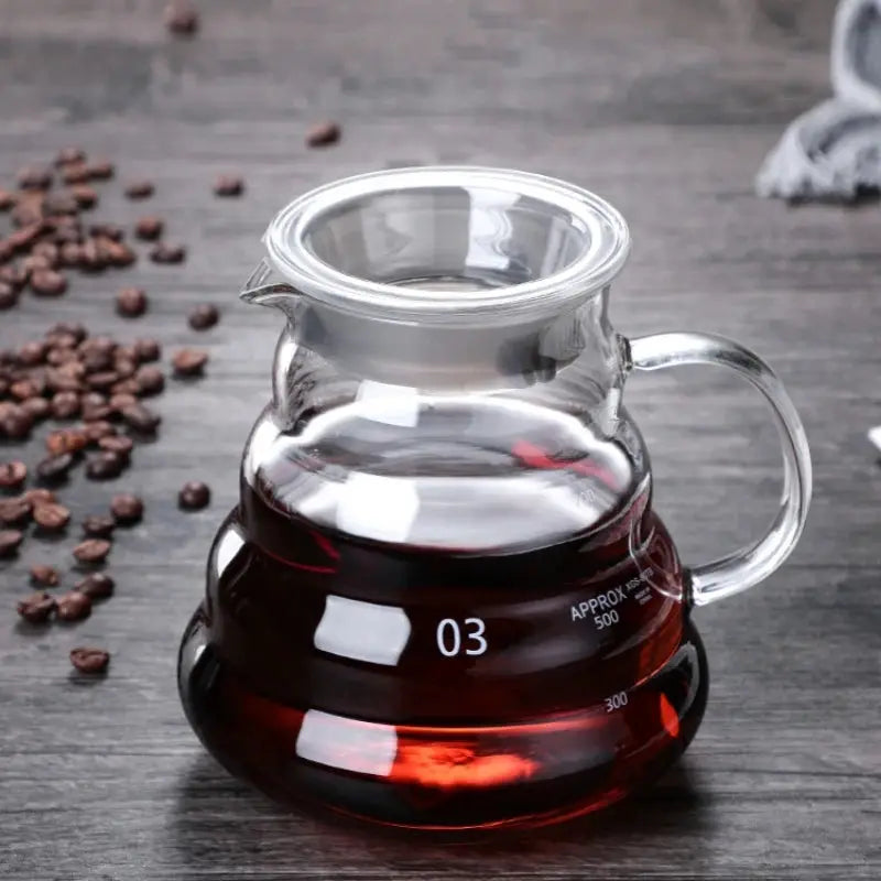 Clear Glass Heat Resistant Coffee Pot With Lids 360 600 800ml For Pour Over And Espresso