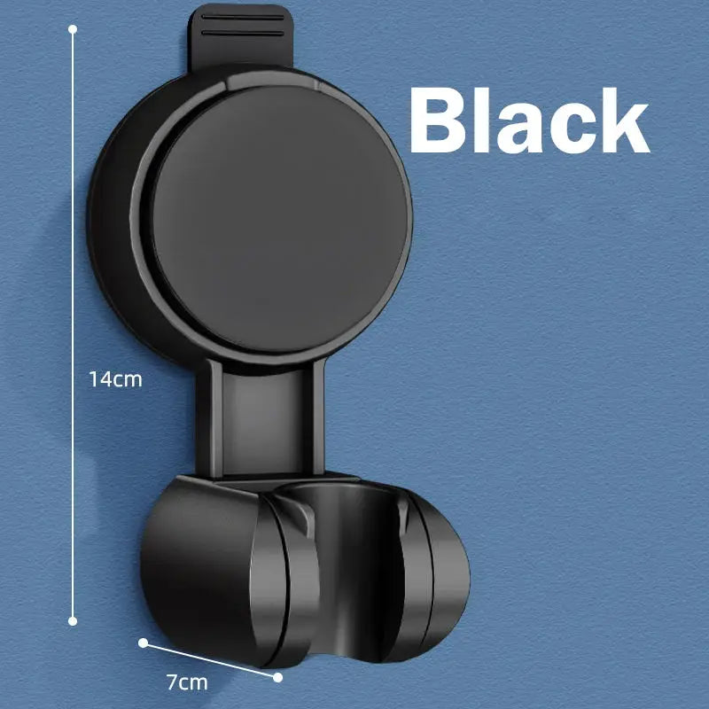 Shower head holder by Simples Market, black suction-cup wall mount with 360° adjustable rotation