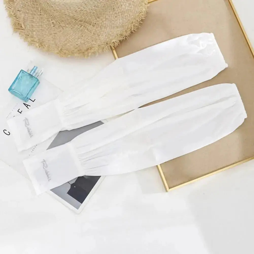 Summer Ice Silk Arm Sleeves for Women UV Protection Long Length Breathable Driving Sun Shield