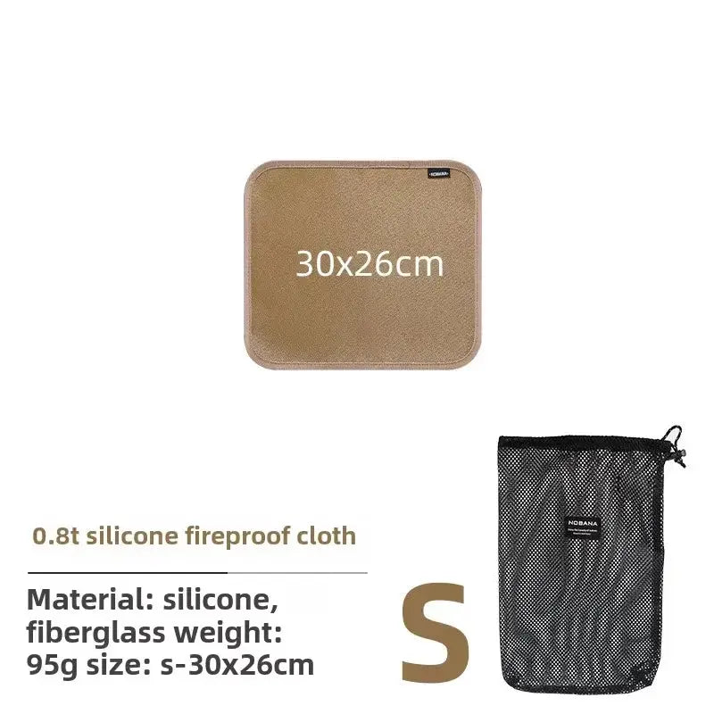 Fireproof silicone fiberglass mat by Simples Market, 30x26cm, tan with black mesh carry pouch