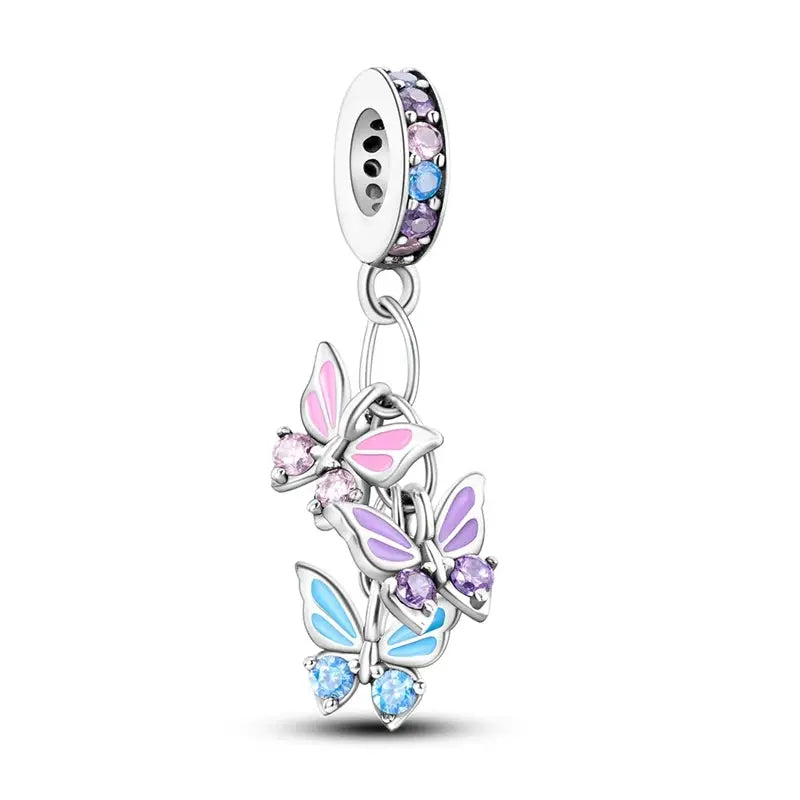 Pink Charms 925 Sterling Silver Heart Bow Perfume Bottle Charms Beads Pendants Fit Bracelet DIY Jewelry Making Women