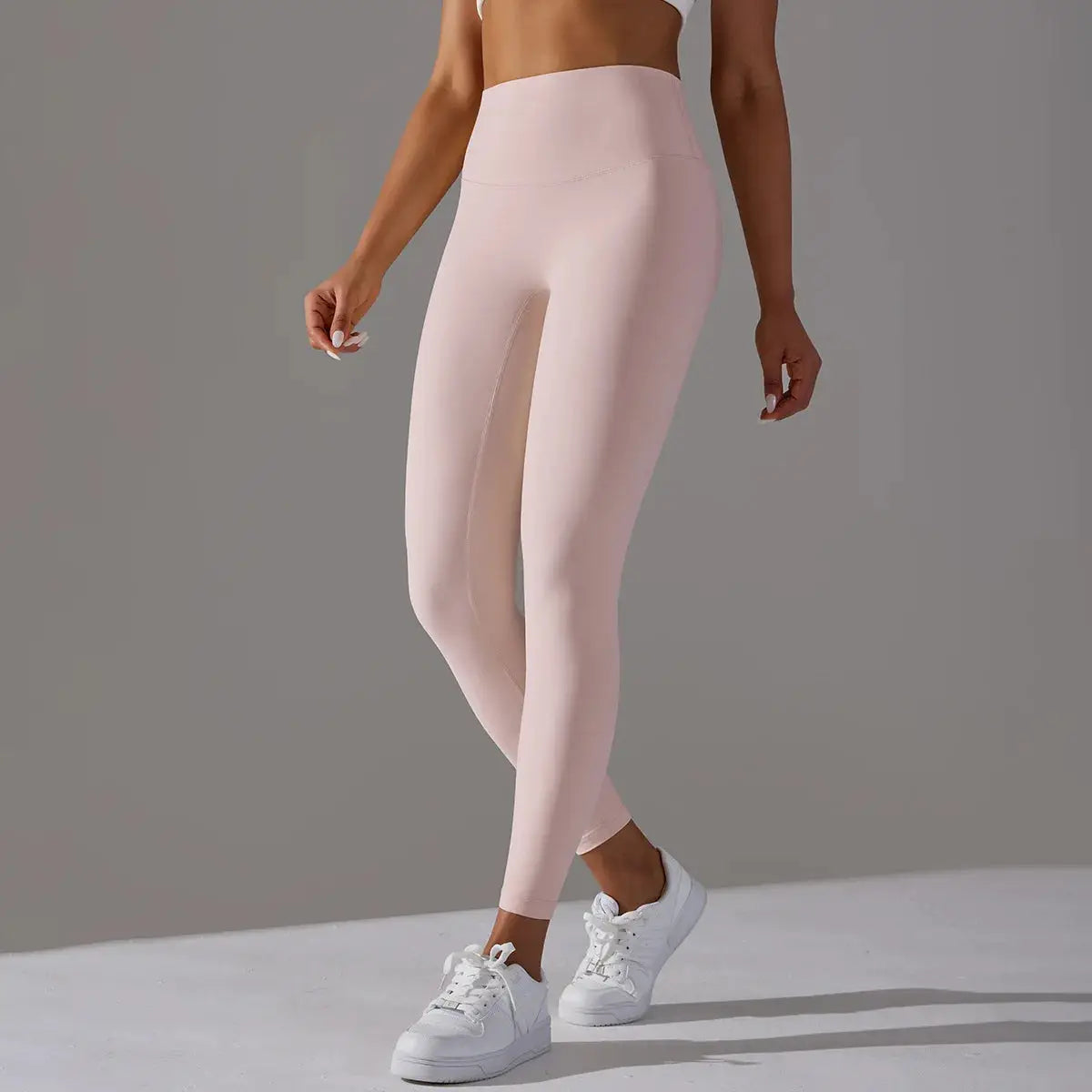Simples Market high-waist pink leggings for fitness, yoga and running; tight fit