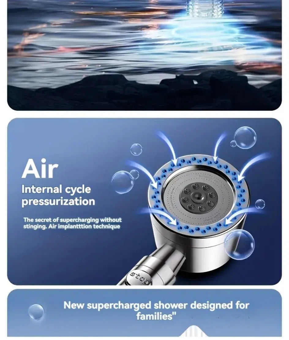 5-mode portable chrome shower head by Simples Market with high-pressure rain spray.