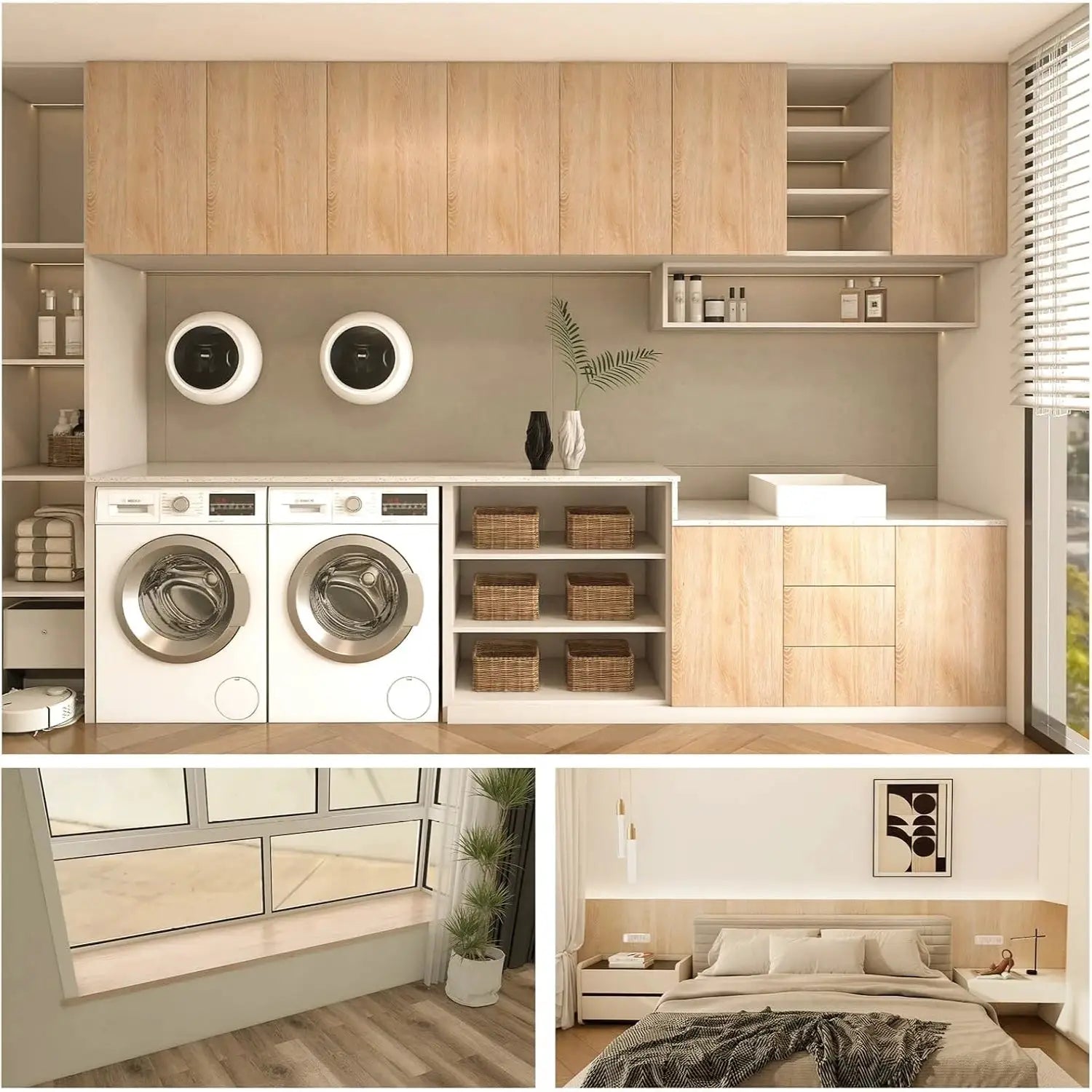 55cm wide self-adhesive wood-grain vinyl wallpaper by Simples Market for doors, wardrobes and furniture (waterproof).