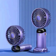 Portable Handheld Rechargeable Fan With LED Digital Display 90 Degree Adjustable 5 Speed Aromatherapy Mini