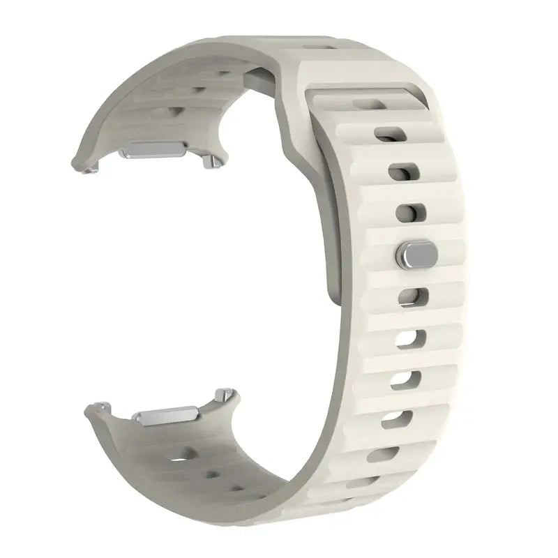 Marine Band silicone strap for Samsung Galaxy Watch Ultra2 2026, 47mm, beige with metal buckle.