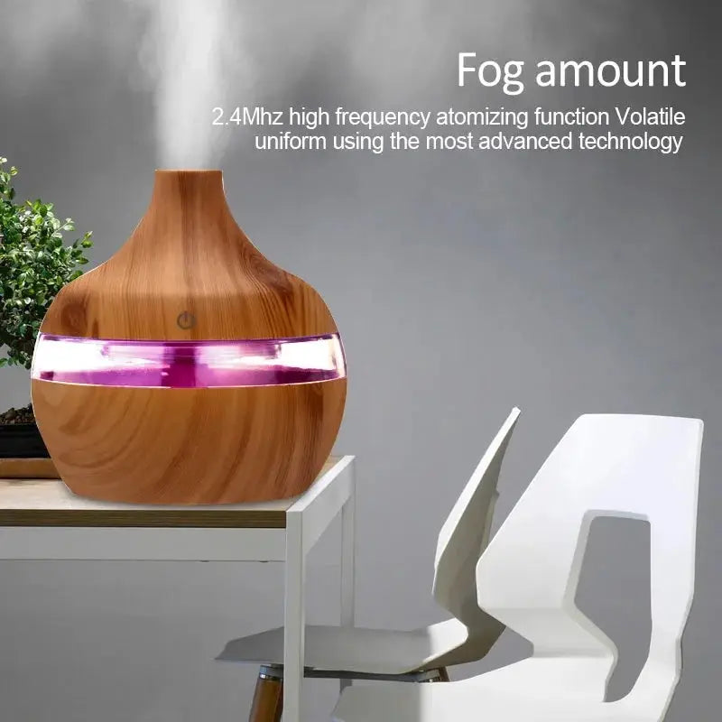 Wood Ultrasonic Humidifier Aroma Diffuser 300ml Cool Mist Essential Oil Aromatherapy For Home