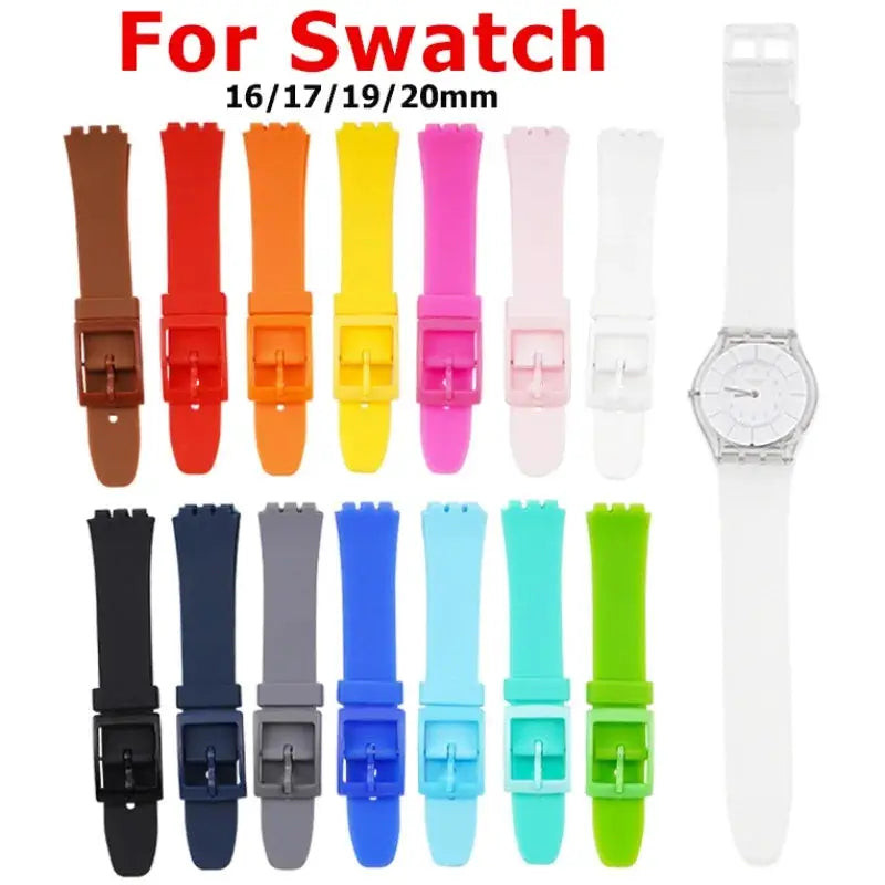 Swatch Compatible Silicone Watch Band 16mm 17mm 19mm 20mm Waterproof Colorful Rubber Strap For Men And Women