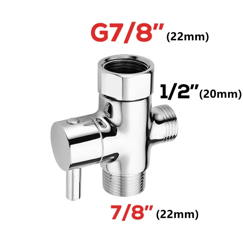 Bidet T-adapter with shut-off valve, chrome finish, 3-way fittings from Simples Market