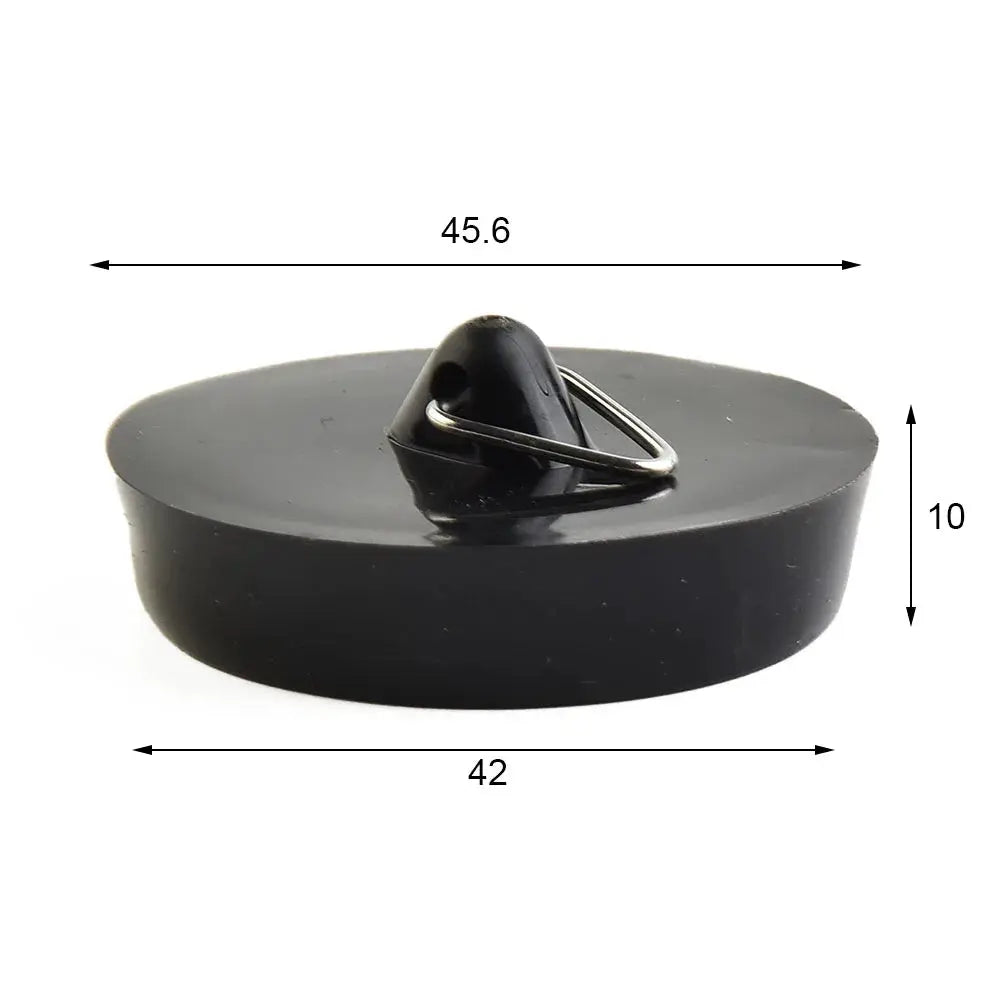 Simples Market rubber drain stopper with conical plug and metal ring, black sink plug for kitchen or bathroom.