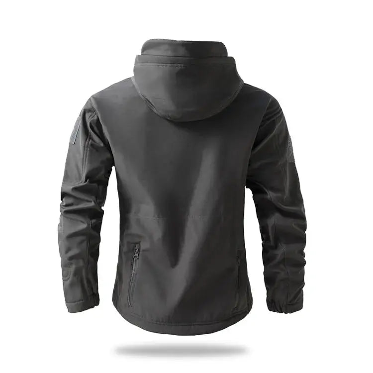 Lurker Shark Skin Soft Shell Tactical Jacket, dark gray, hooded waterproof coat by Simples Market