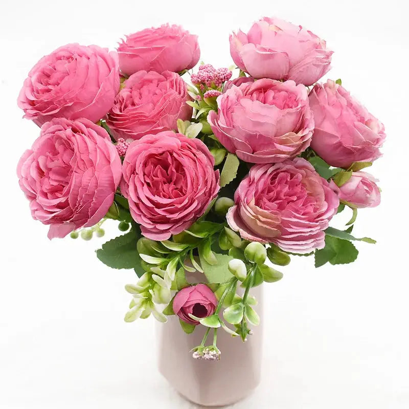 Artificial Peony Bouquet 9 Heads One Bundle for Home Decor Wedding DIY Festival Outdoor Decor Scrapbooking Bonsai Gifts