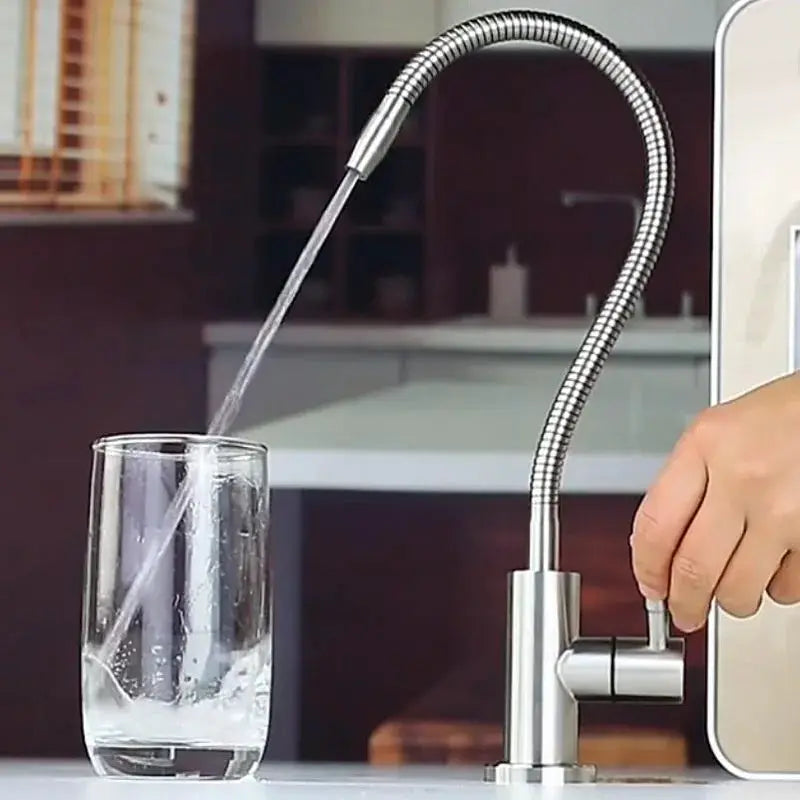 Kitchen water filter faucet by Simples Market, 304 stainless steel with flexible spring hose for drinking water.