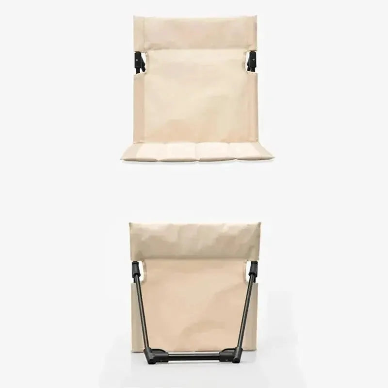 Foldable camping chair Simples Market beige backrest cushion with black metal frame