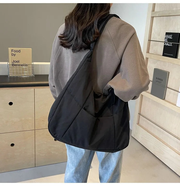 Shoulder bag Simples Market, black soft cloth crossbody, oversized casual Y2K style