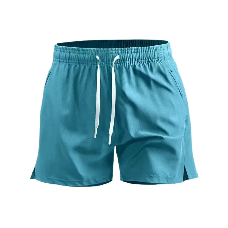 Simples Market Summer men's sport workout shorts, turquoise quick-dry, lightweight with pockets.