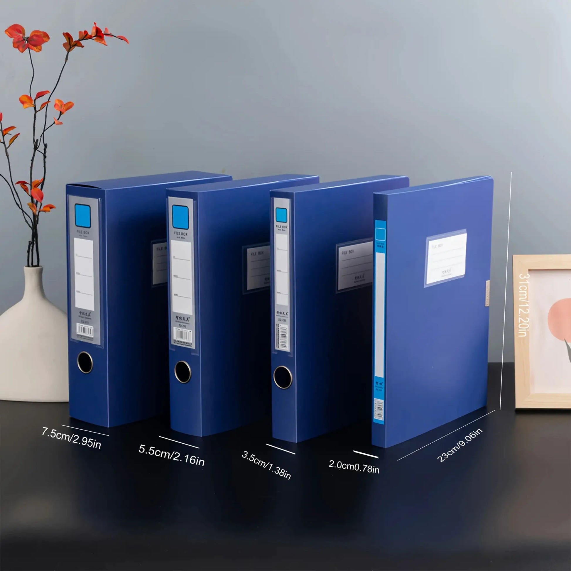 Foldable A4 file folders by Simples Market, blue, large-capacity PP document storage, set of 5