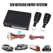 Car keyless entry system kit with 12V module and two black key fobs