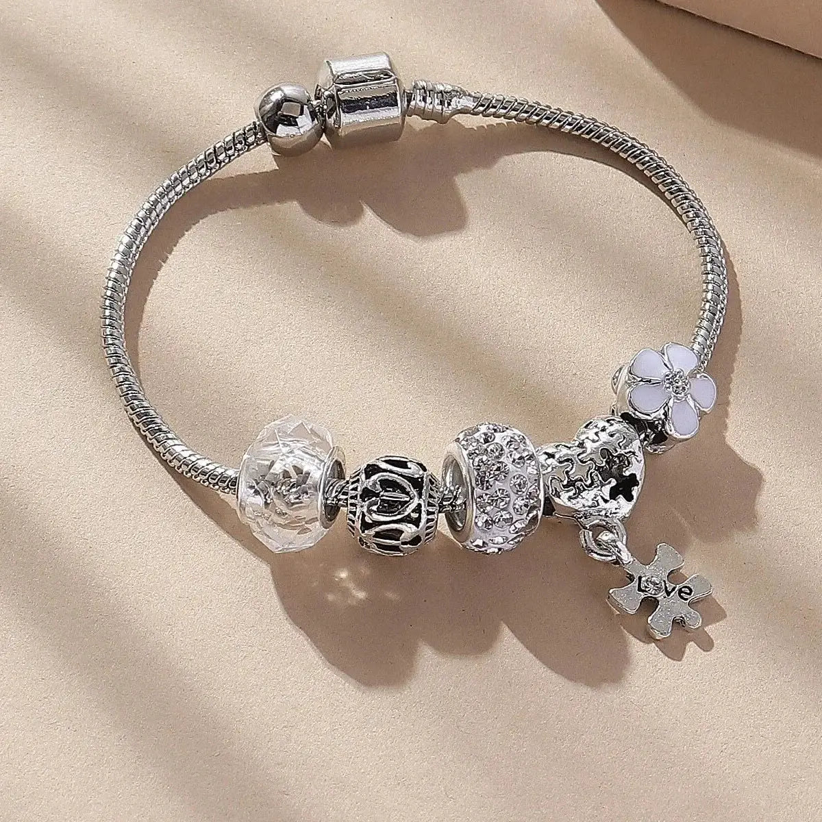 Women's Fashion Beaded Multi Element Bracelet Charm Love Pan Family Daily Wear Party Gift