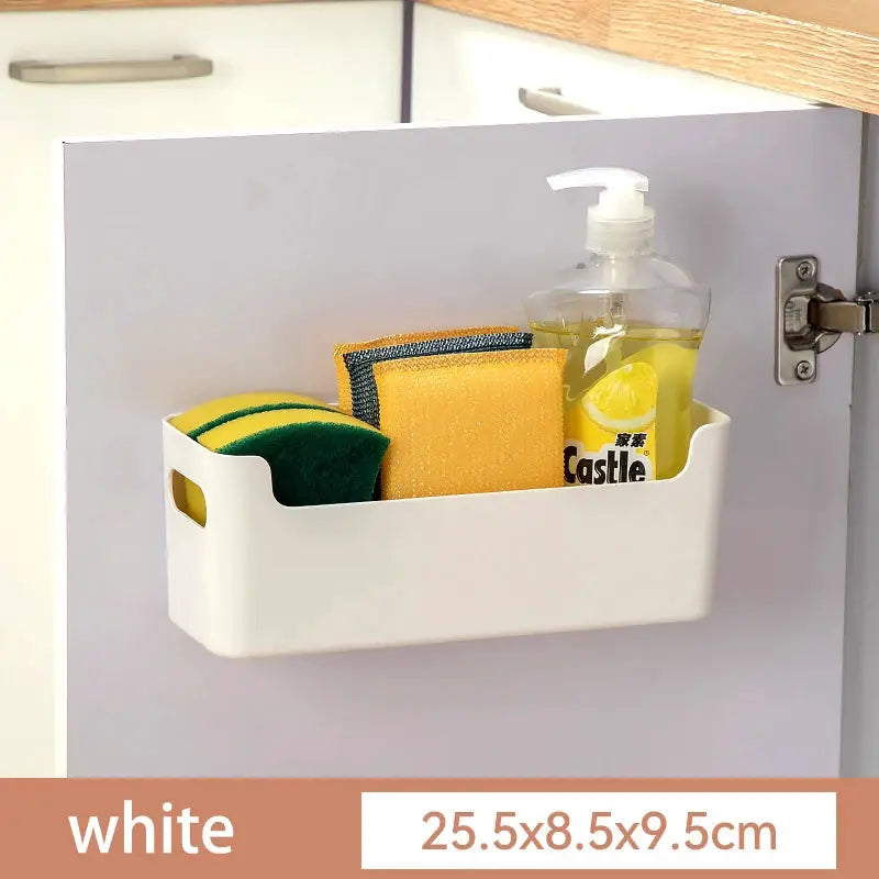 Cabinet door organiser white by Simples Market with sponge and dish soap bottle